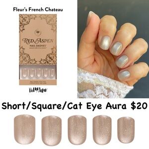 Red Aspen Fleur's French Chateau Press-On Nails - Short/Square Cat Eye Aura
